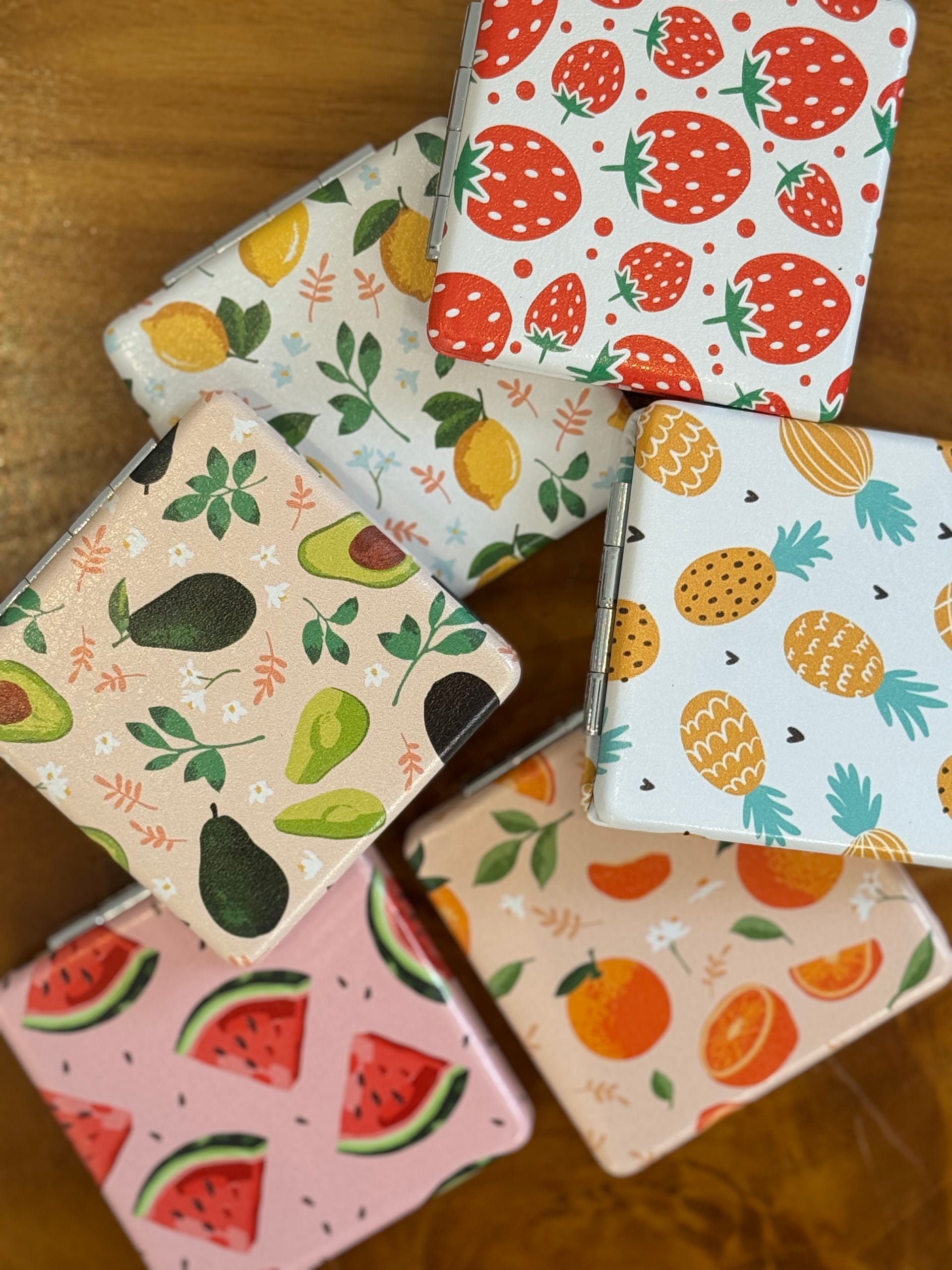 Dual Sided Compact Mirror | Fruits