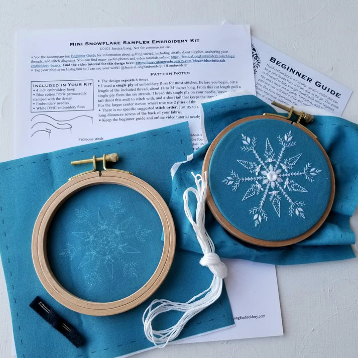 Mini Snowflake Sampler Embroidery Kit | Beginner Plus