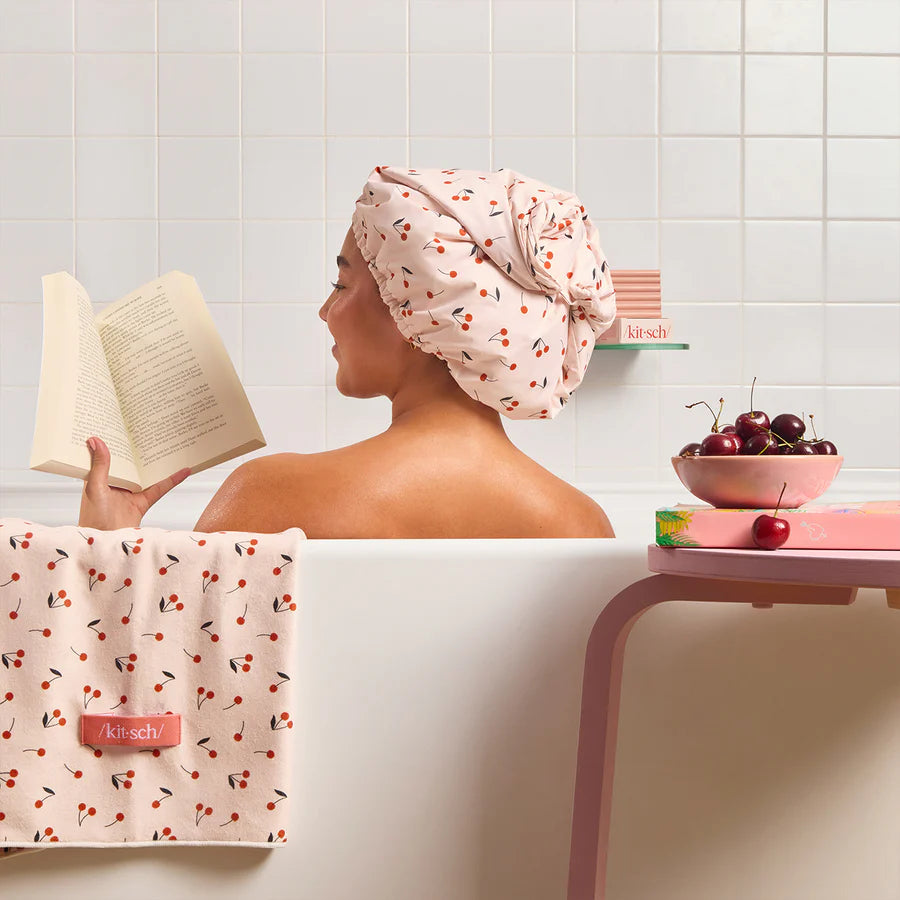 Satin Lined Shower Cap | Cherries