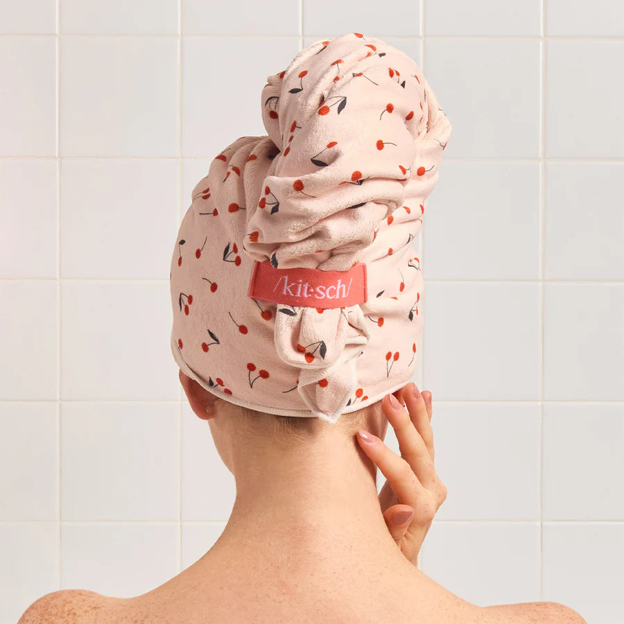 XL Microfiber Hair Towel Wrap | Cherries
