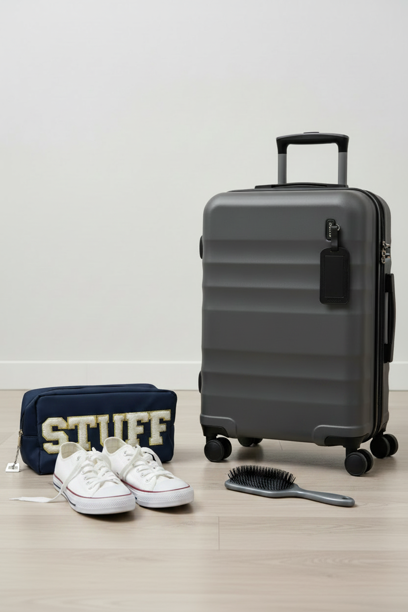 Navy Toiletry Bag with Chenille Lettering