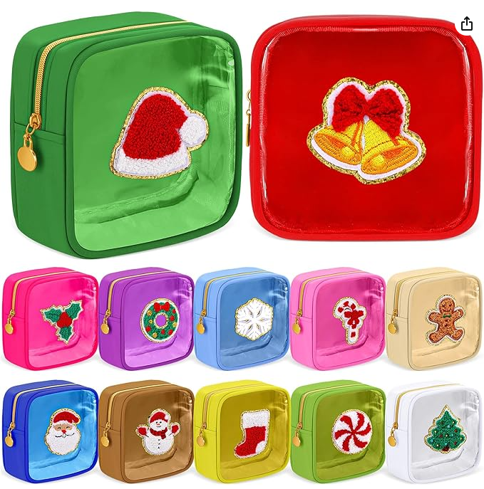 Zipper Pouch with Clear Front| Holiday Patch