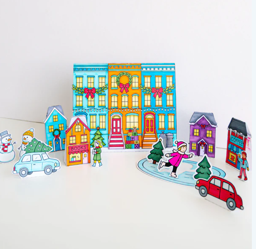 Color-Your-Own Winter Village