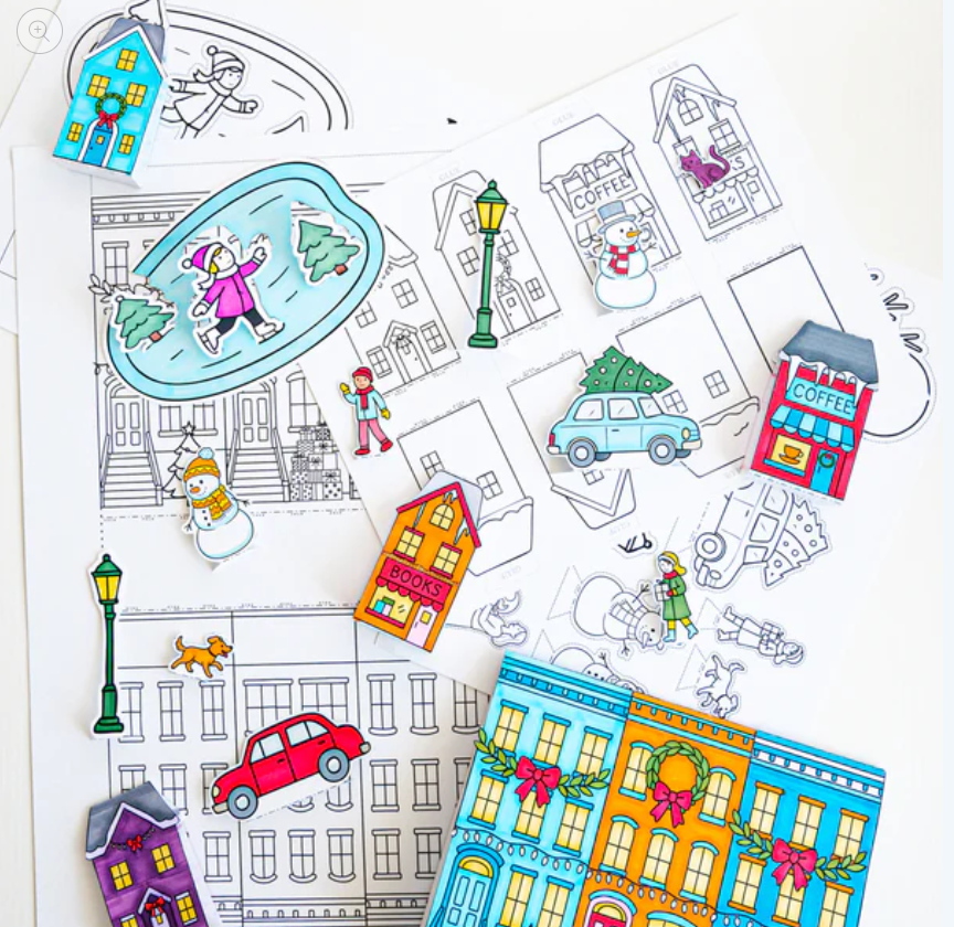 Color-Your-Own Winter Village
