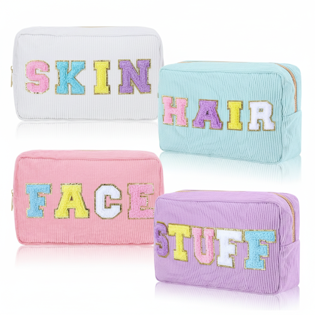 Toiletry Bag with Multi Chenille Letters