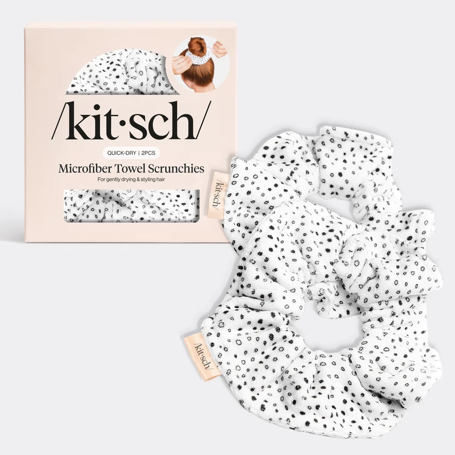 Micro Dot Microfiber Quick-Dry Towel Scrunchies 2pc Set