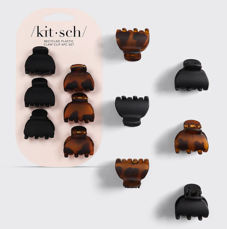 X-Small Claw Clips 6pc Set | Black & Tortoise