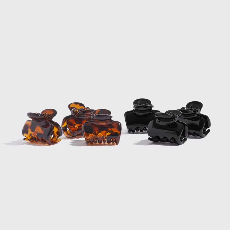 Mini Cloud Claw Clips 6pc Set | Black & Tortoise