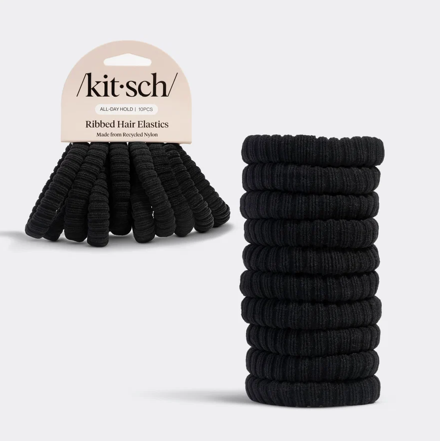 Ribbed Fabric Hair Elastics 10 pc set | 2 Colorways