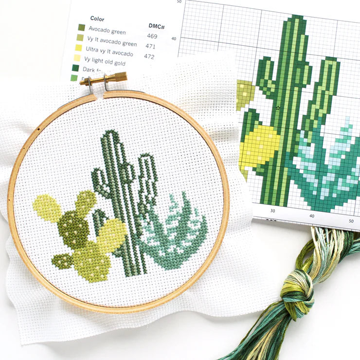 Desert Cacti Cross Stitch Kit | Level 1